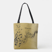 Music Notes Brushed Gold Tote Bag (Achterkant)