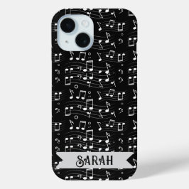 Music Notes Custom Name iPhone 15 Case
