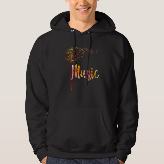 Music Notes Dandelion Flower For Men Women Hoodie (Voorkant)