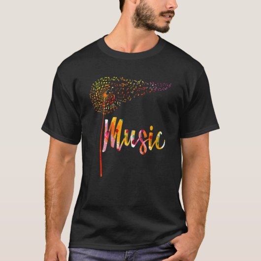 Music Notes Dandelion Flower For Men Women T-shirt (Voorkant)
