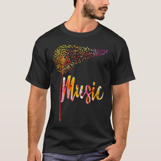 Music Notes Dandelion Flower For Men Women T-shirt (Voorkant)