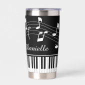 Music Notes Piano Personalized Black White Geïsoleerde Drinkbeker (Links)