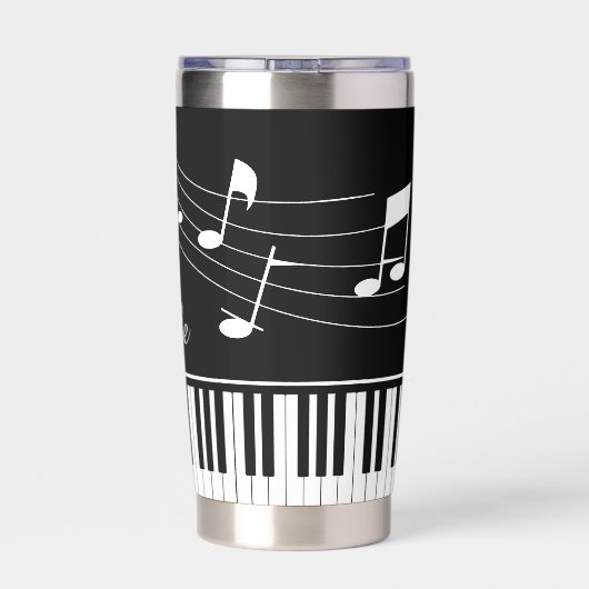Music Notes Piano Personalized Black White Geïsoleerde Drinkbeker (Achterkant)