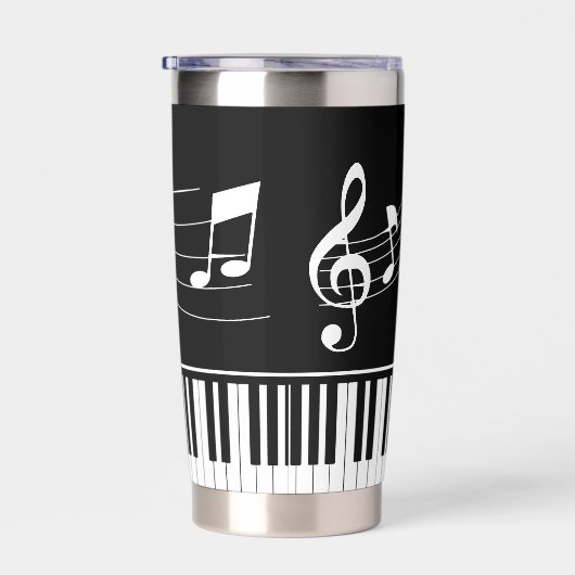 Music Notes Piano Personalized Black White Geïsoleerde Drinkbeker (Rechts)