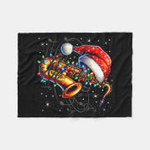Music Notes Treble Clef Christmas Saxophone Jazz M Fleece Deken (Voorkant (Horizontaal))