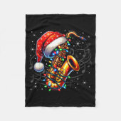 Music Notes Treble Clef Christmas Saxophone Jazz M Fleece Deken (Voorkant)