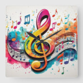 Music Notes Vierkante Klok (Voorkant)