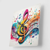 Music Notes Vierkante Klok (Hoek)