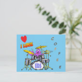 Music Octopus Cartoon Coffee Lover Briefkaart (Staand voorkant)