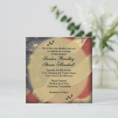 Music on Distressed American Flag Theme Wedding Kaart (Staand voorkant)