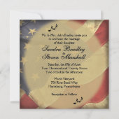 Music on Distressed American Flag Theme Wedding Kaart (Voorkant)