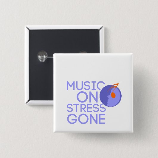 music on stress gone vierkante button 5,1 cm (Voorkant /achterkant)