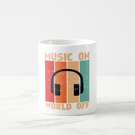Music On World Off Coffee Mug Koffiemok (Center)
