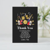 music party guitar drum set musical thank you card bedankkaart (Staand voorkant)