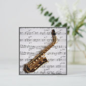 Music Party Saxophone Jazz uitnodiging (Staand voorkant)