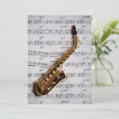 Music Party Saxophone Jazz uitnodiging (Staand voorkant)