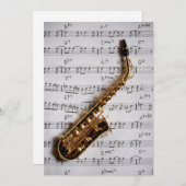 Music Party Saxophone Jazz uitnodiging (Voorkant / Achterkant)