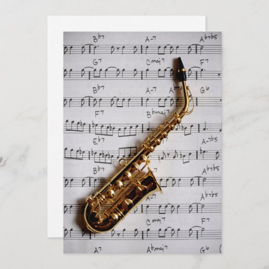 Music Party Saxophone Jazz uitnodiging (Voorkant / Achterkant)