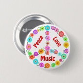 Music Peace Love Ronde Button 5,7 Cm (Voorkant /achterkant)