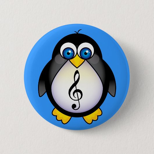 Music Penguin Treble Clef Ronde Button 5,7 Cm (Voorkant)
