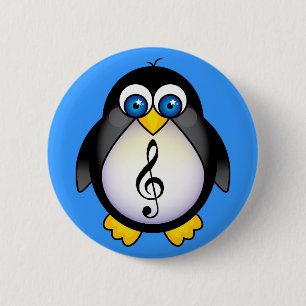 Music Penguin Treble Clef Ronde Button 5,7 Cm
