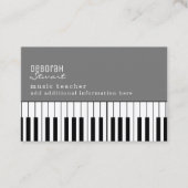 Music Piano Teacher Elegant White Visitekaartje (Voorkant)