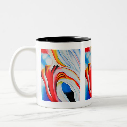 Music Pink and Blue, Georgia O'Keeffe, Tweekleurige Koffiemok (Links)