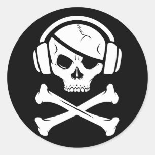 Music Pirate Piracy anti-riaa logo Ronde Sticker