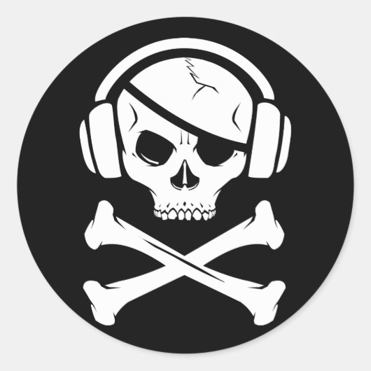 Music Pirate Piracy anti-riaa logo Ronde Sticker (Voorkant)