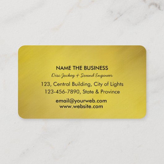 Music Platenspeler Black en Gold DJ Player Busines Visitekaartje (Achterkant)