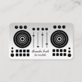 Music Platenspeler Black en Silver White DJ Player Visitekaartje (Voorkant)