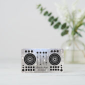 Music Platenspeler Black en Silver White DJ Player Visitekaartje (Staand voorkant)