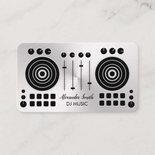 Music Platenspeler Silver Black DJ Player Sound Bu Visitekaartje (Voorkant)