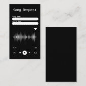 Music Player Black Song Request Card Informatiekaartje (Voorkant / Achterkant)
