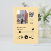 Music player personalized couple love q r code tex bedankkaart (Staand voorkant)