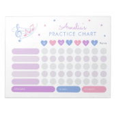 Music Practice Beloningstabel Paarse roze Notitieb Notitieblok (Voorkant)
