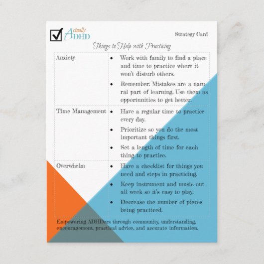 Music Practice Strategy Card (Voorkant)