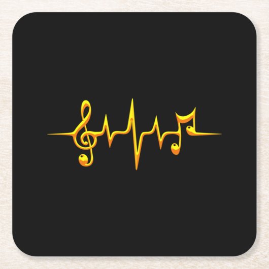 Music Pulse Notes Clef Frequency Wave Sound Kartonnen Onderzetters (Voorkant)