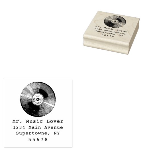 Music Record Adres Retourneren Rubber Stamp Rubberstempel (Gestempeld)