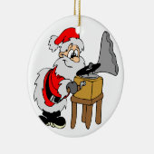 Music Record Player Santa Keramisch Ornament (Rechts)