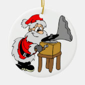 Music Record Player Santa Keramisch Ornament (Voorkant)