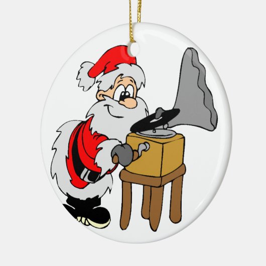 Music Record Player Santa Keramisch Ornament (Links)