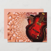 Music Red Guitar Soundwaves Briefkaart (Voorkant / Achterkant)