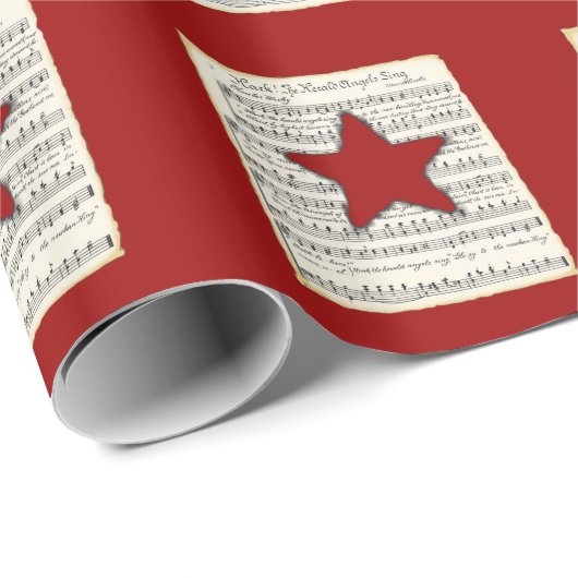 Music Red Star Cadeaupapier (Rol Hoek)