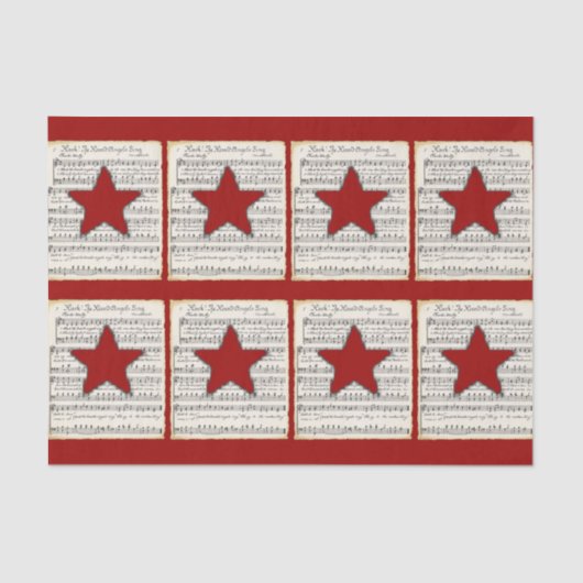  Music Red Star Rustige kerst Tissuepapier (Voorkant)