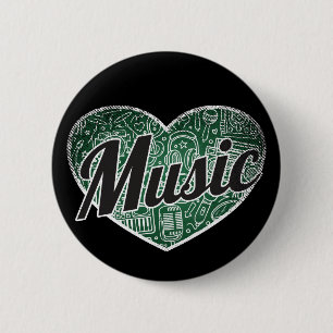 Music Retro Heart Blackboard Love Ronde Button 5,7 Cm