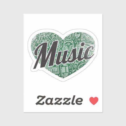 Music Retro Heart Blackboard Love Sticker (Vel)