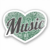 Music Retro Heart Blackboard Love Sticker (Voorkant)