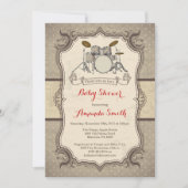Music Rock Star Drum Baby shower Uitnodiging (Voorkant)