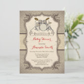 Music Rock Star Drum Baby shower Uitnodiging (Staand voorkant)
